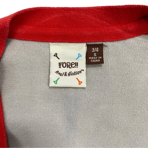 FORE!! Axel & Hudson Boys' Striped Grey & Red Cardigan Sweater Size 3/4 - Picture 3 of 7